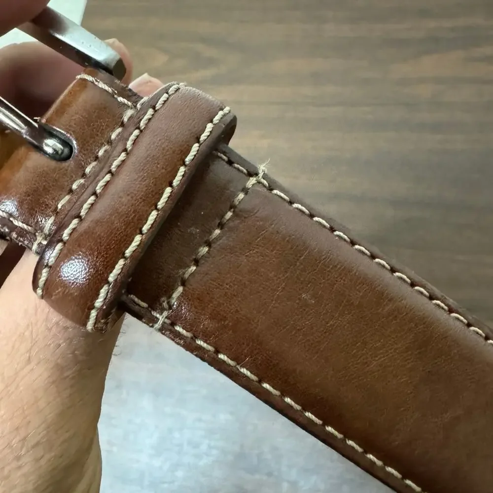 Kirkland signature Italian full grain leather belt brown size 32